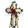 QF0875-singapore cross wreath funeral flower stand